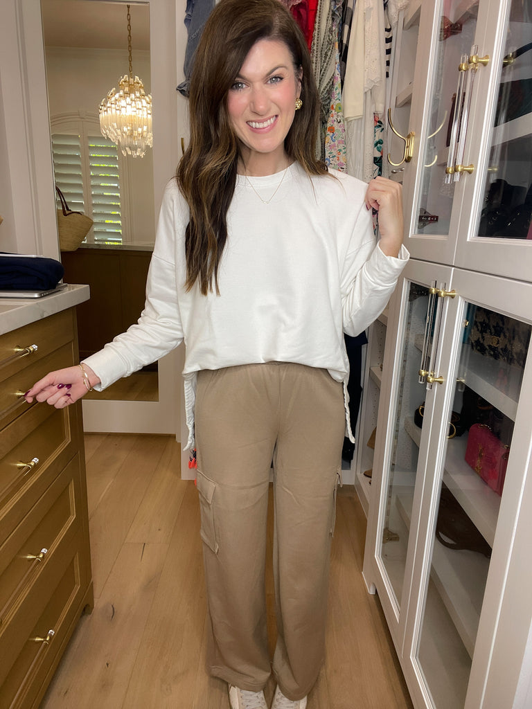 *BELLES & DOORBUSTER* Coming Home Fleece-Lined Cargo Pants in Navy and Coffee *Final Sale*