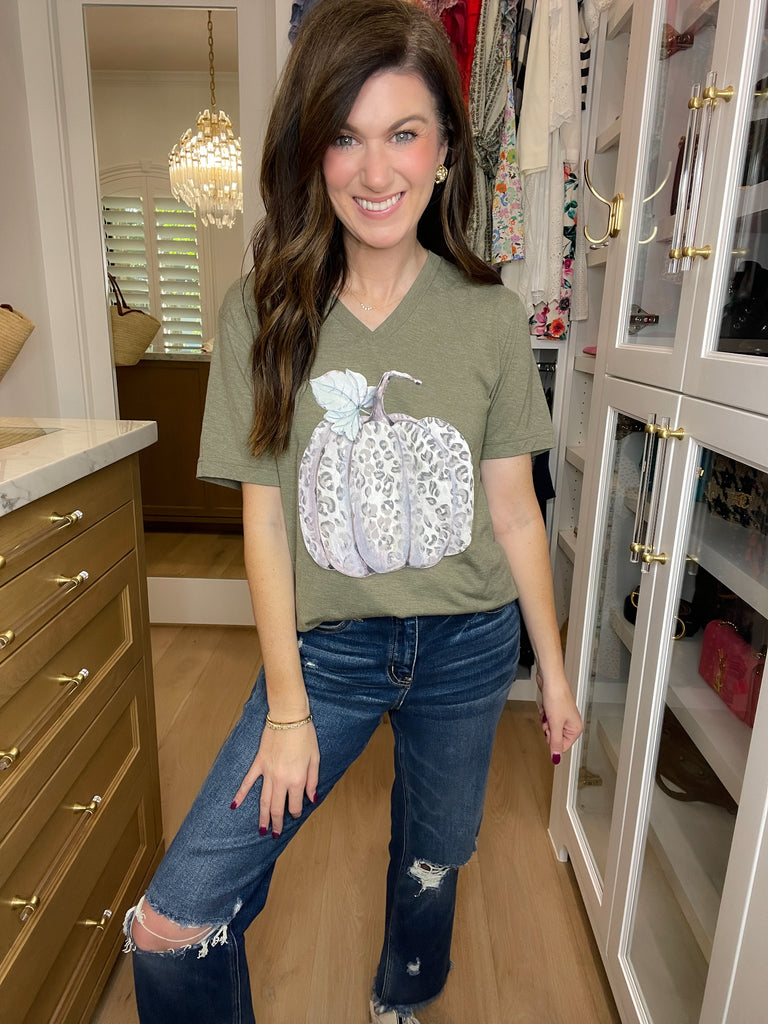 Watercolor Leopard Pumpkin Tee