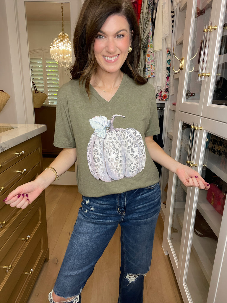 Watercolor Leopard Pumpkin Tee