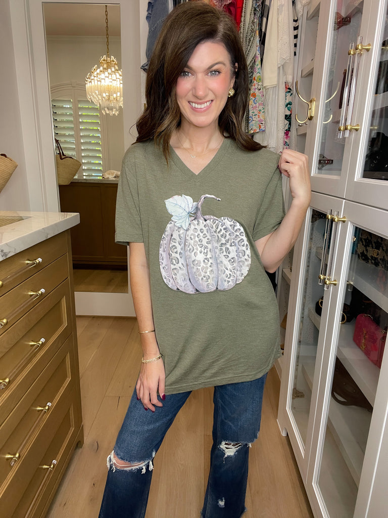 Watercolor Leopard Pumpkin Tee