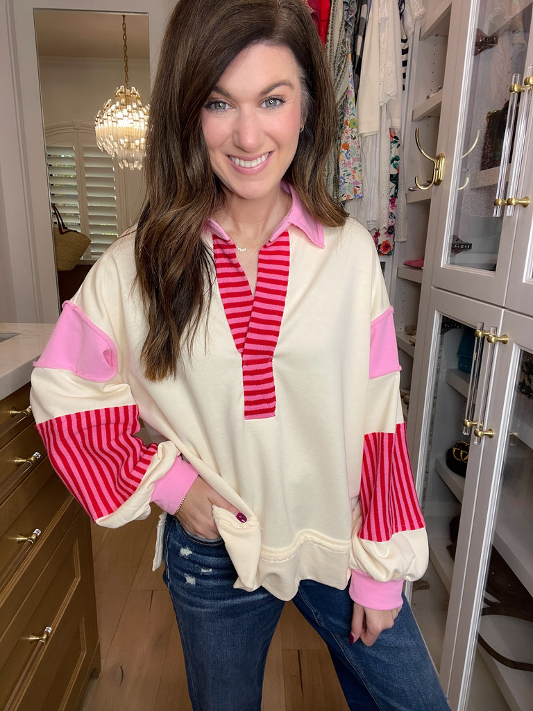 Winning Team Pullover in Pink/Red