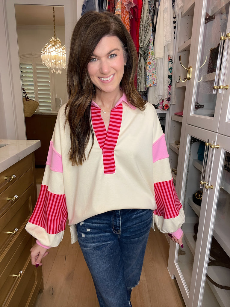 Winning Team Pullover in Pink/Red