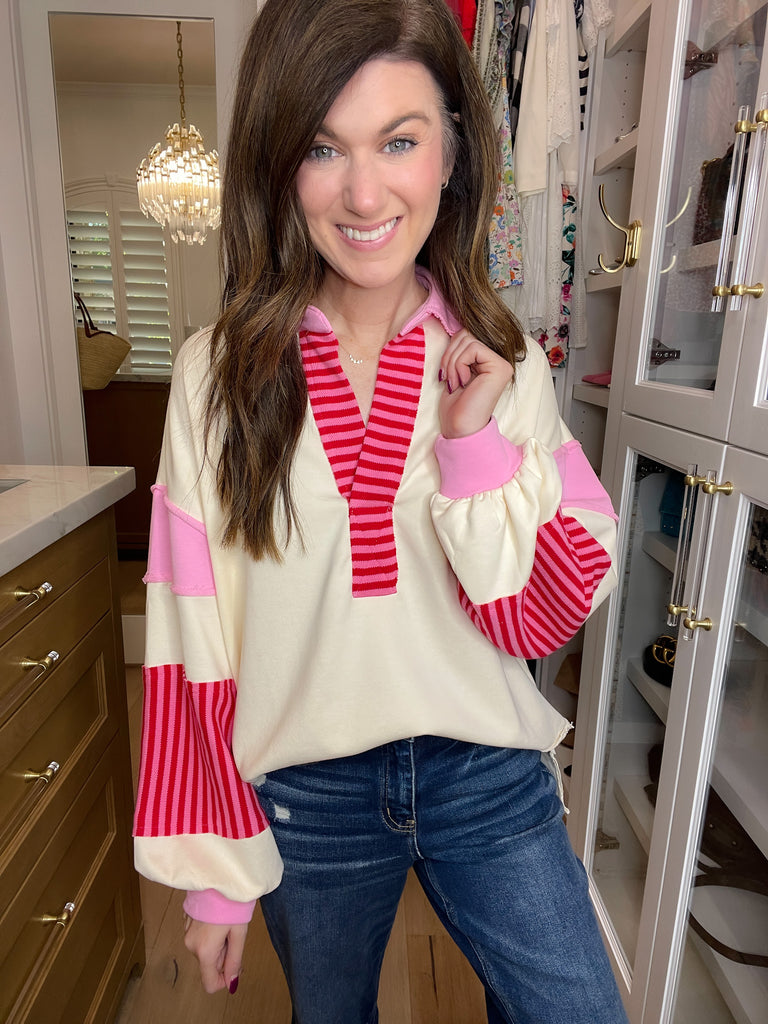 Winning Team Pullover in Pink/Red