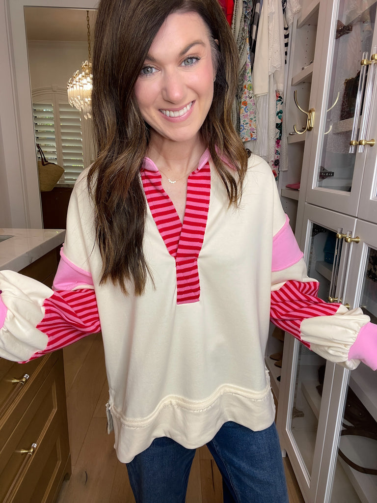 Winning Team Pullover in Pink/Red