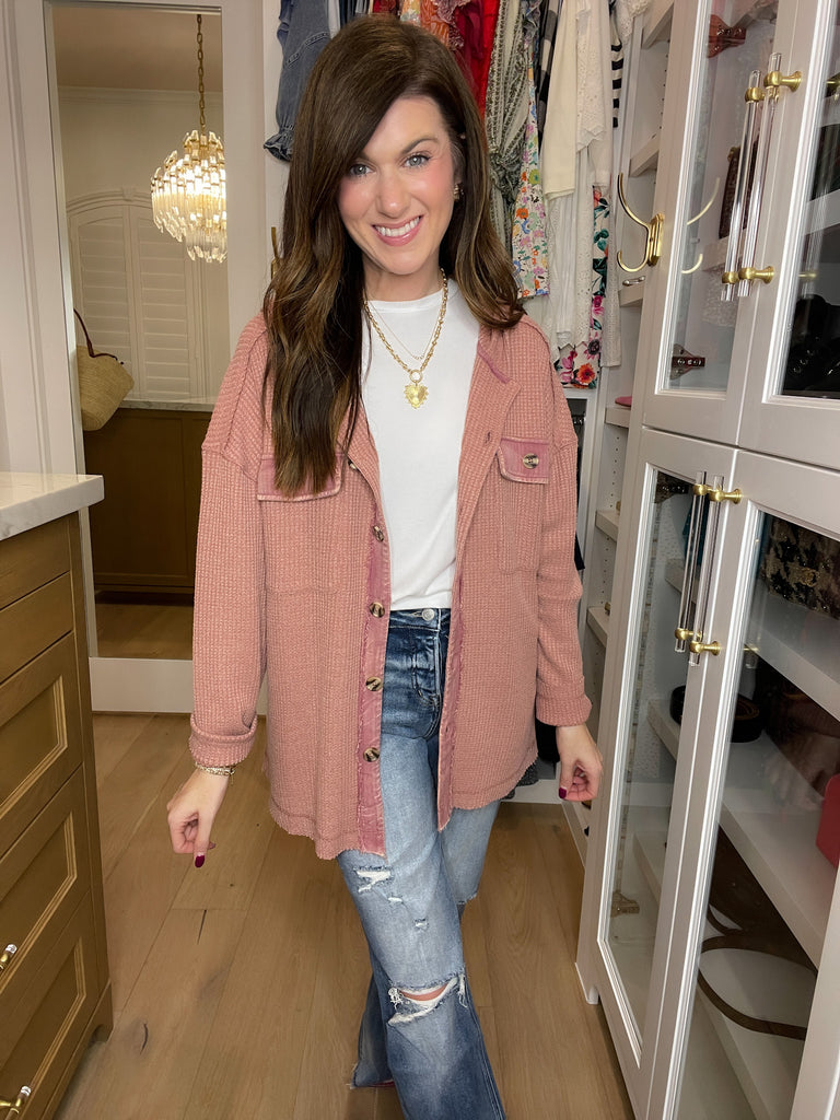 Burlington Waffle Hooded Jacket in Mauve