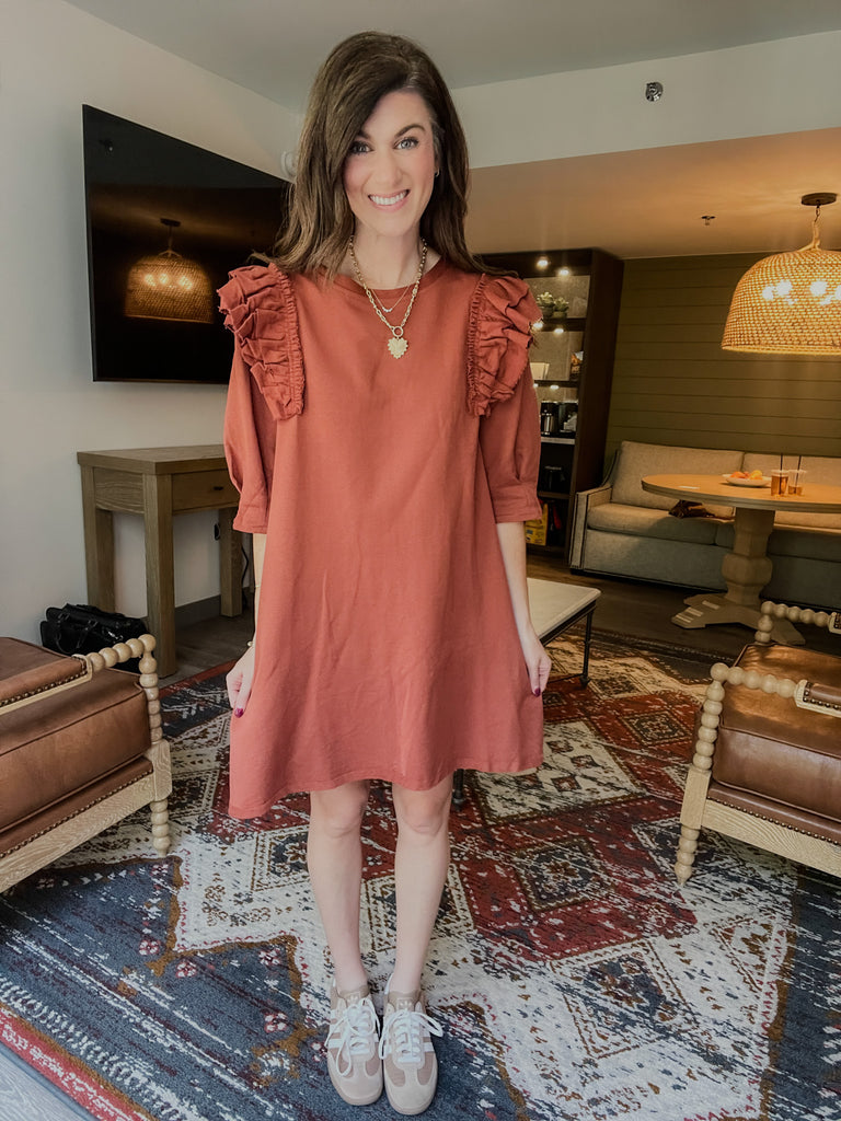 Daily Practice Terry Sweatshirt Dress in Rust