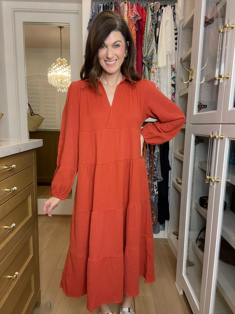 Simple Sophistication Midi Dress in Brick