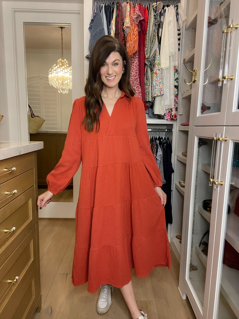 Simple Sophistication Midi Dress in Brick