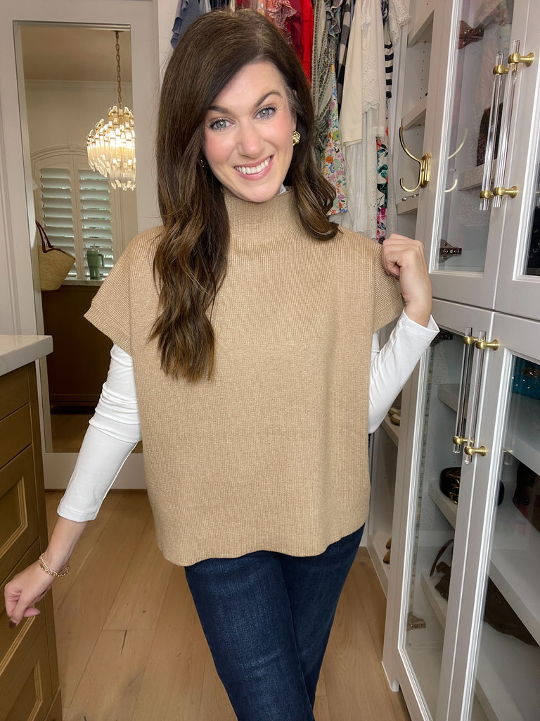 Brooks Poncho Sweater in Taupe