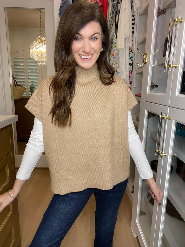 Brooks Poncho Sweater in Taupe