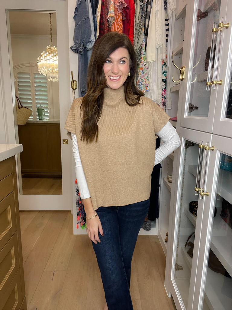Brooks Poncho Sweater in Taupe
