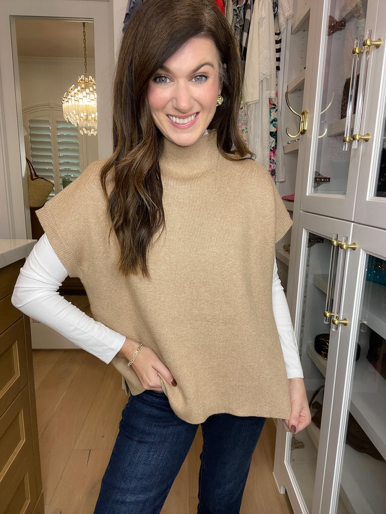 Brooks Poncho Sweater in Taupe