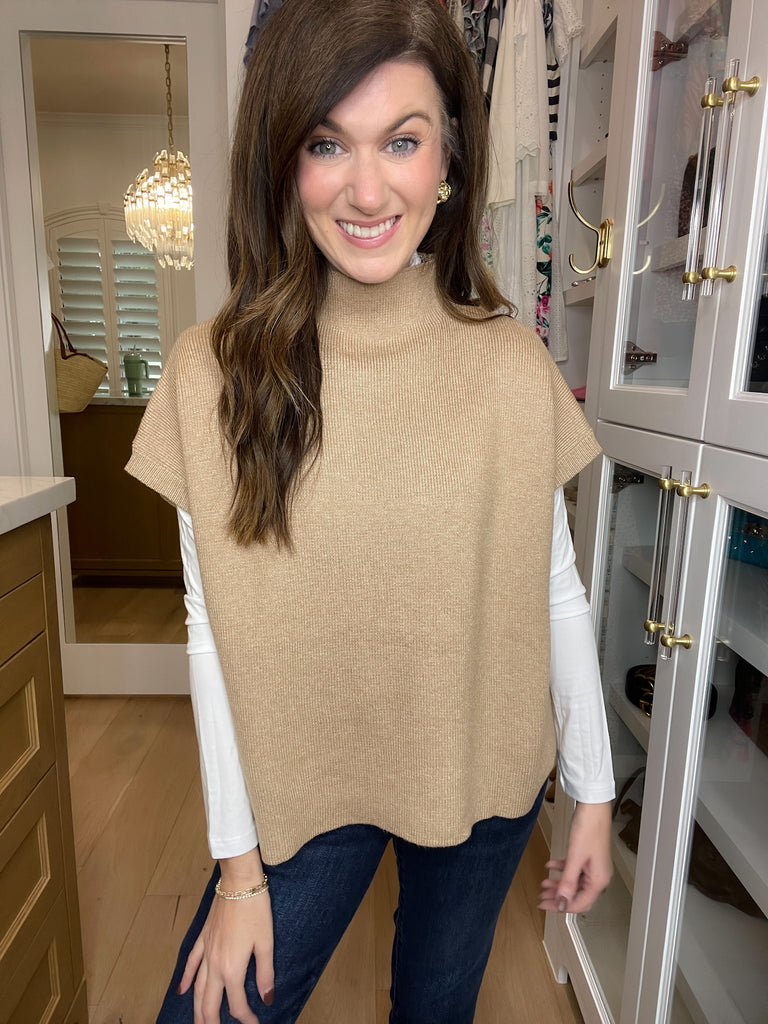 Brooks Poncho Sweater in Taupe