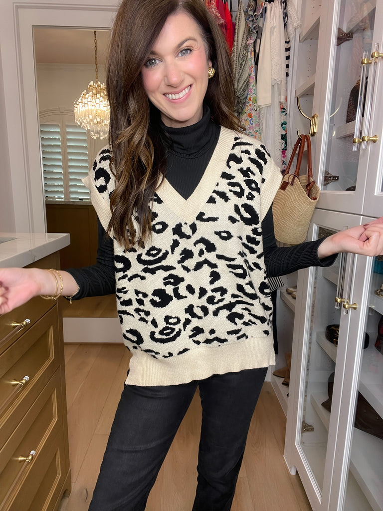 Time After Time Sweater Vest in Cream/Black