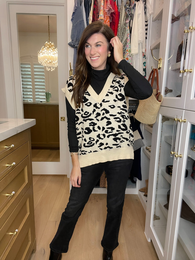 Time After Time Sweater Vest in Cream/Black