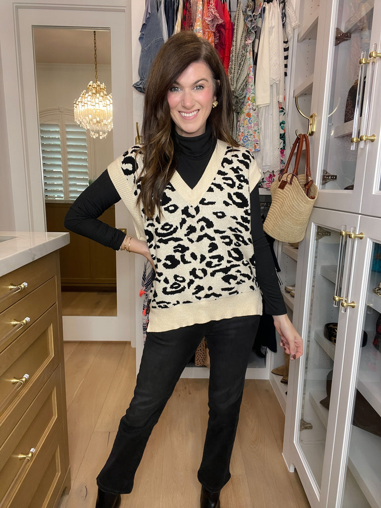 Time After Time Sweater Vest in Cream/Black