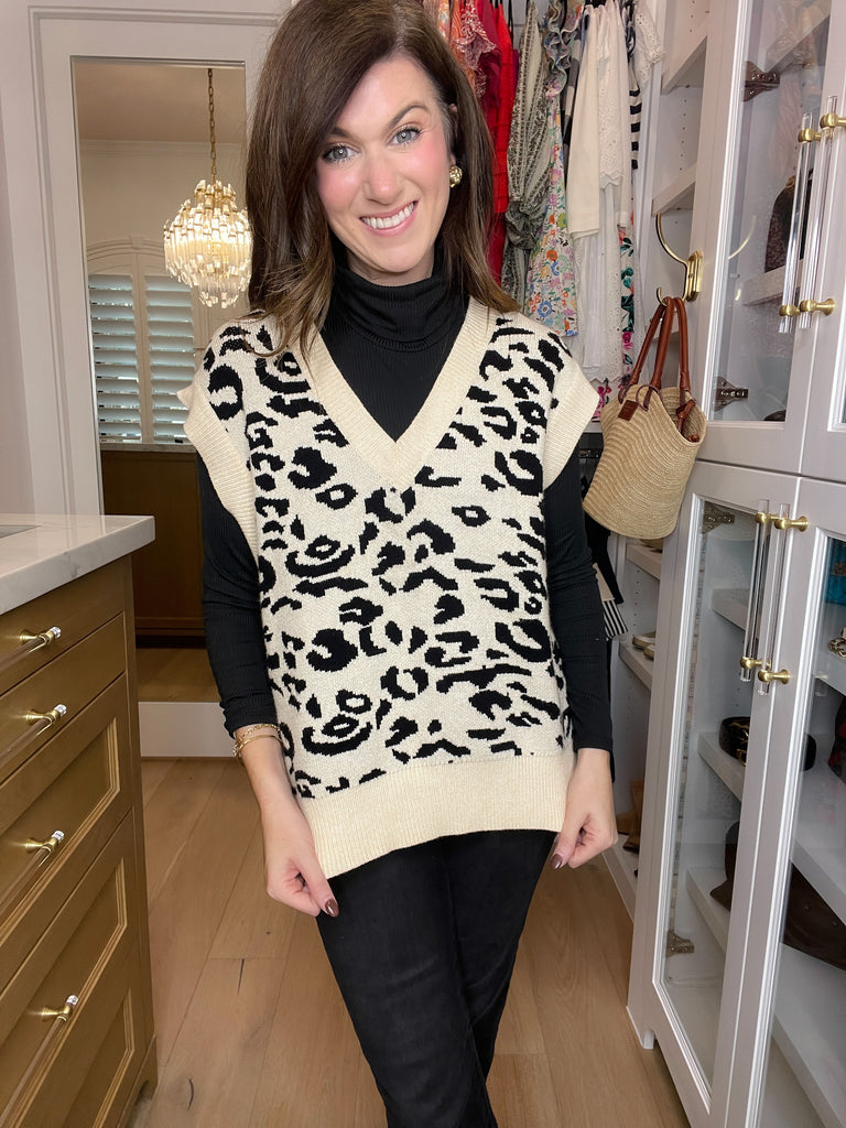 Time After Time Sweater Vest in Cream/Black