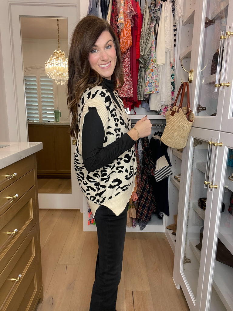 Time After Time Sweater Vest in Cream/Black