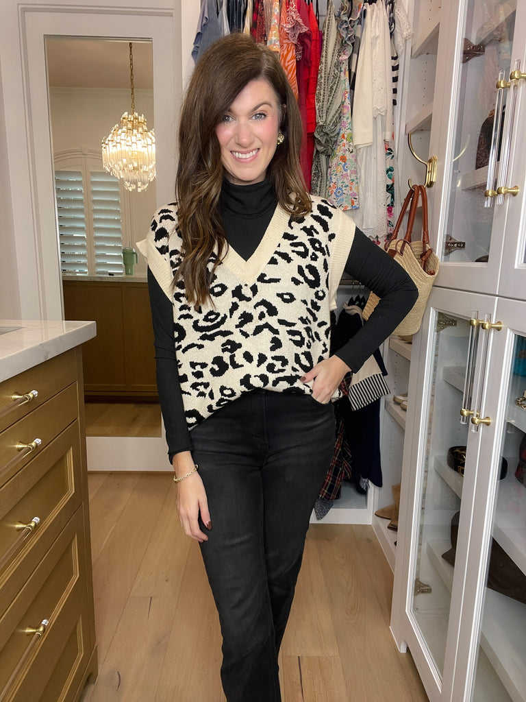 Time After Time Sweater Vest in Cream/Black