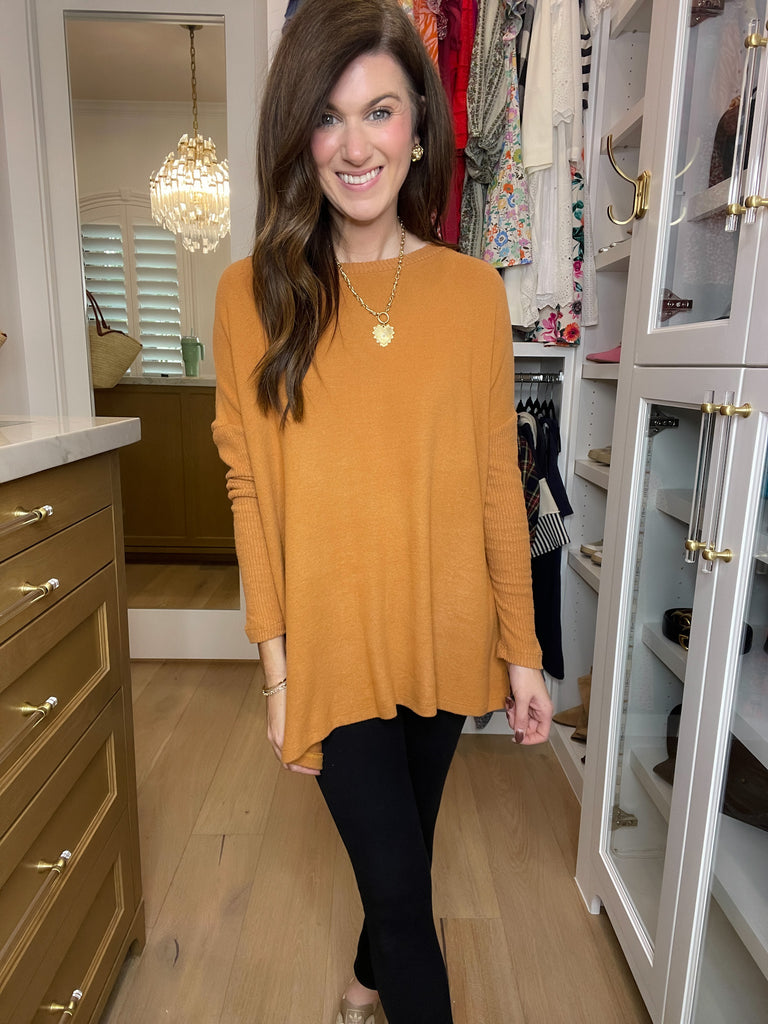 *BELLES & DOORBUSTER* Cabin Cuddle Brushed Tunic in Camel *Final Sale*