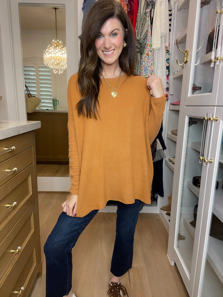 *BELLES & DOORBUSTER* Cabin Cuddle Brushed Tunic in Camel *Final Sale*