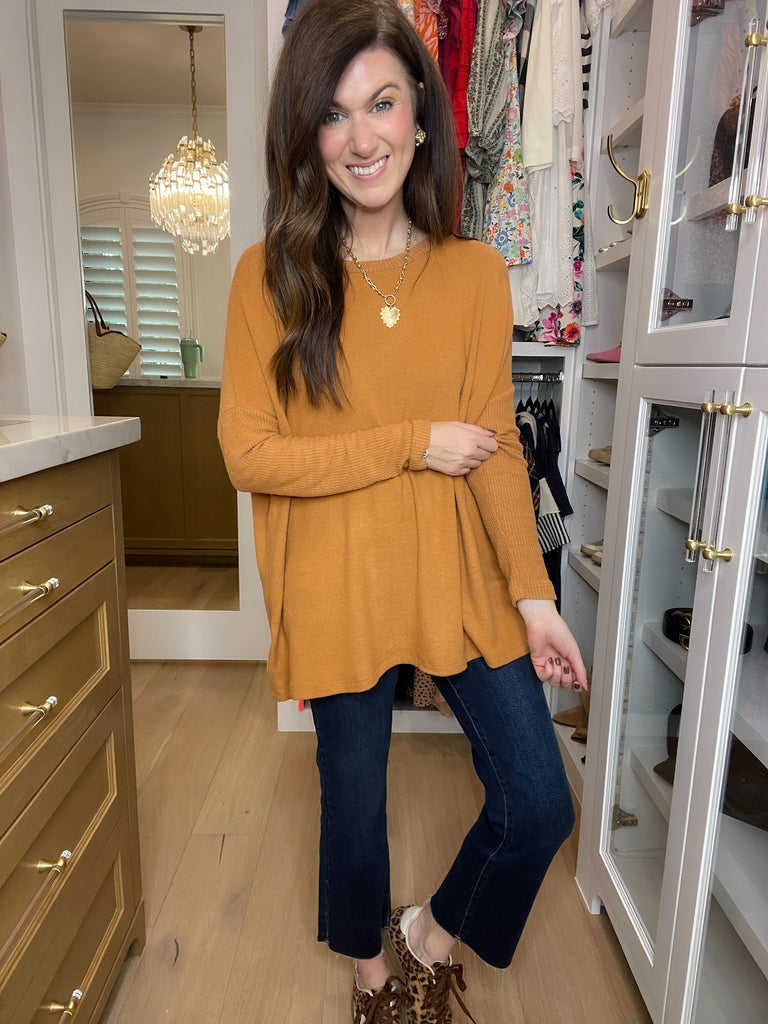 *BELLES & DOORBUSTER* Cabin Cuddle Brushed Tunic in Camel *Final Sale*