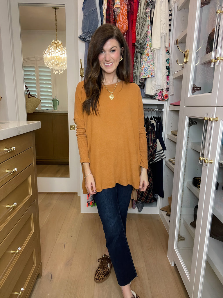 *BELLES & DOORBUSTER* Cabin Cuddle Brushed Tunic in Camel *Final Sale*