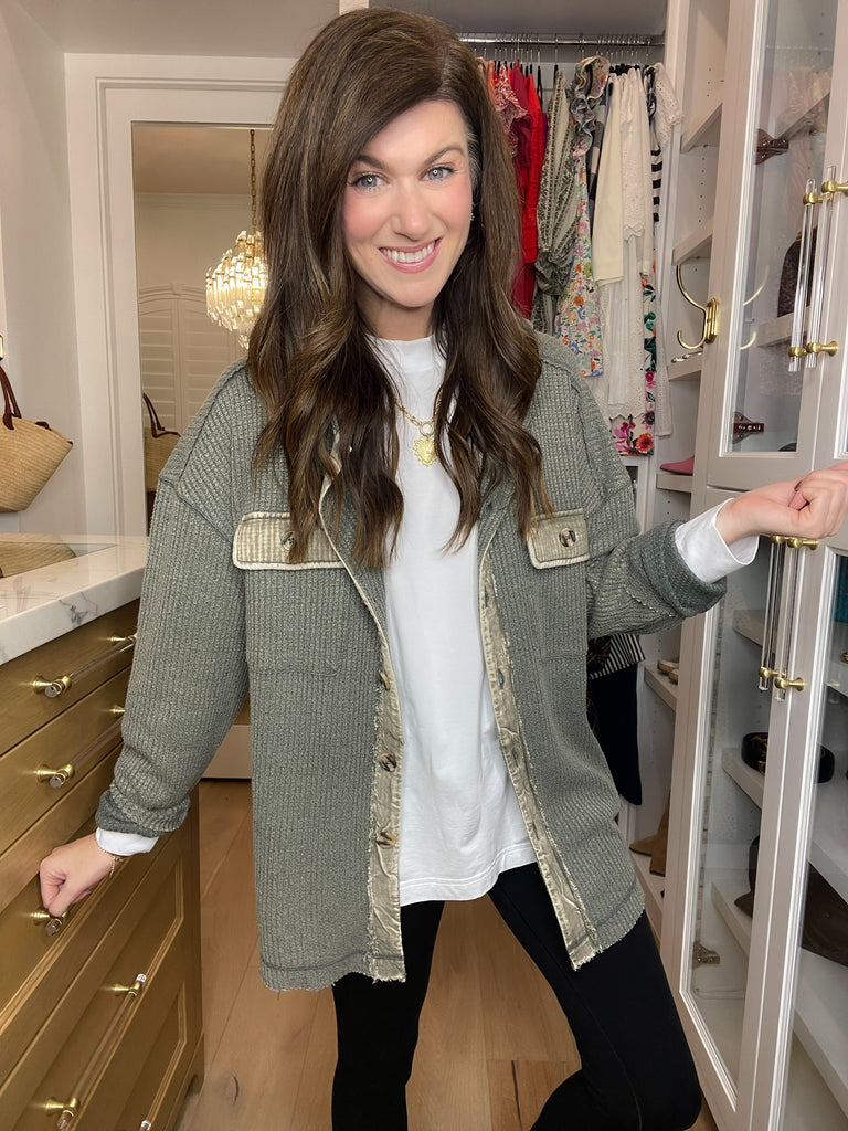 Burlington Waffle Hooded Jacket in Olive