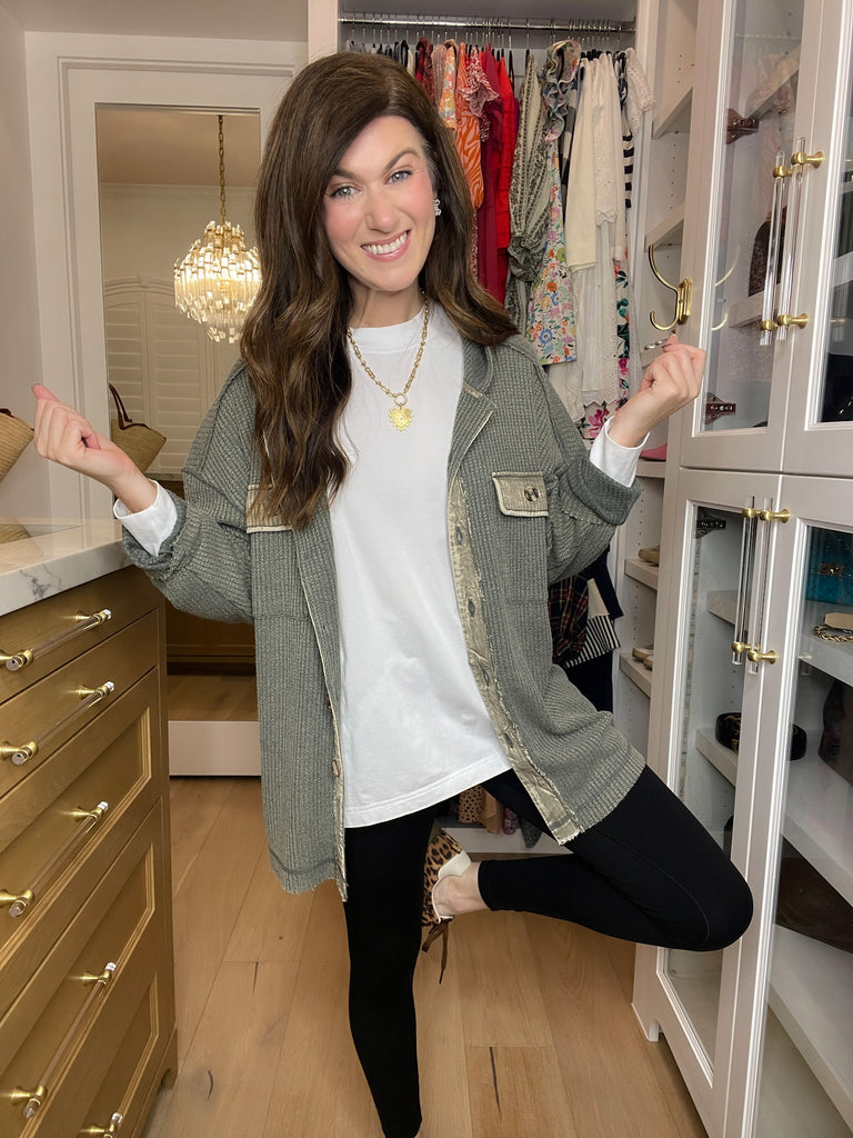 Burlington Waffle Hooded Jacket in Olive