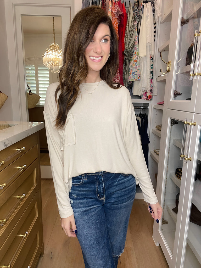 *BELLES & DOORBUSTER* Fall Chill Ribbed Long Sleeve Tops in Bone and Black *Final Sale*