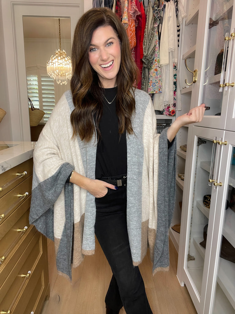 *BELLES & DOORBUSTER* Cumberland Color Block Cardigan Wrap *Final Sale*