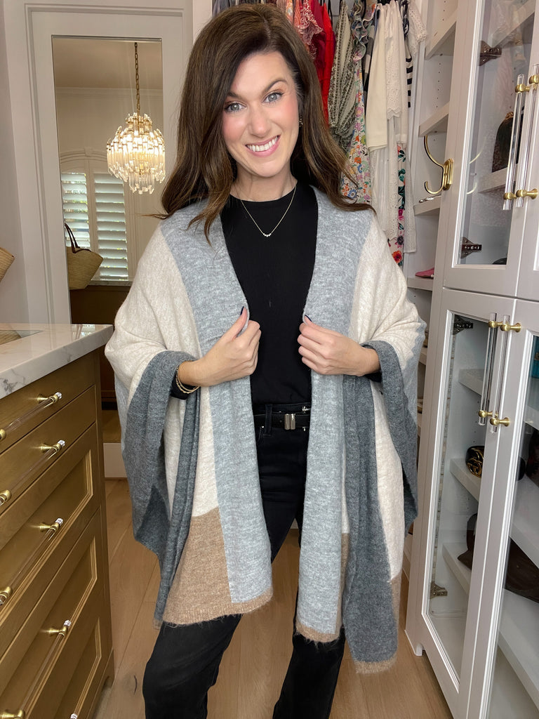 *BELLES & DOORBUSTER* Cumberland Color Block Cardigan Wrap *Final Sale*
