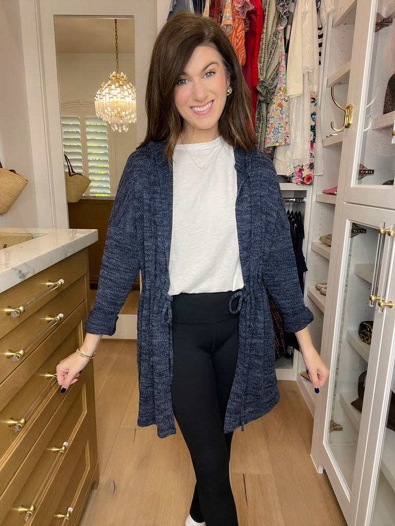 *BELLES & DOORBUSTER* No Plans Hooded Cardigan in Navy *Final Sale*