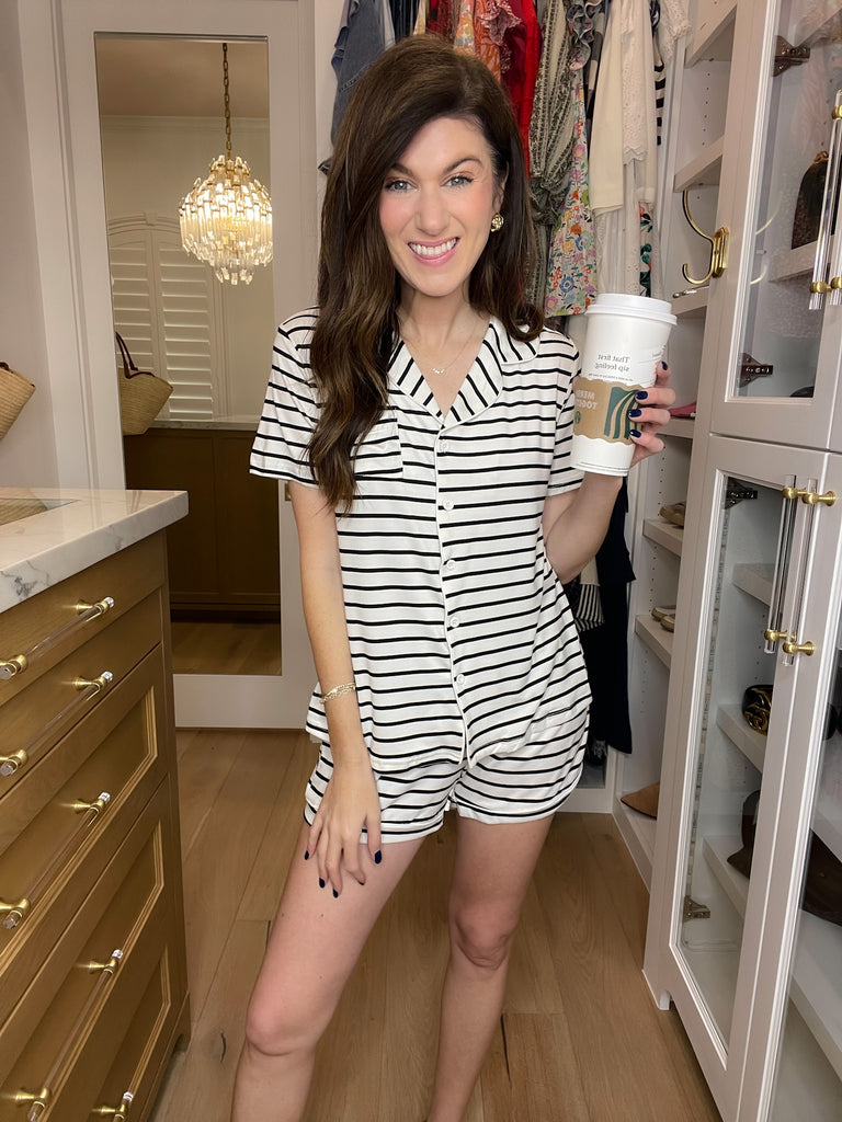 *BELLES & DOORBUSTER* Pillow Fight Pajama Set in Stripes *Final Sale*