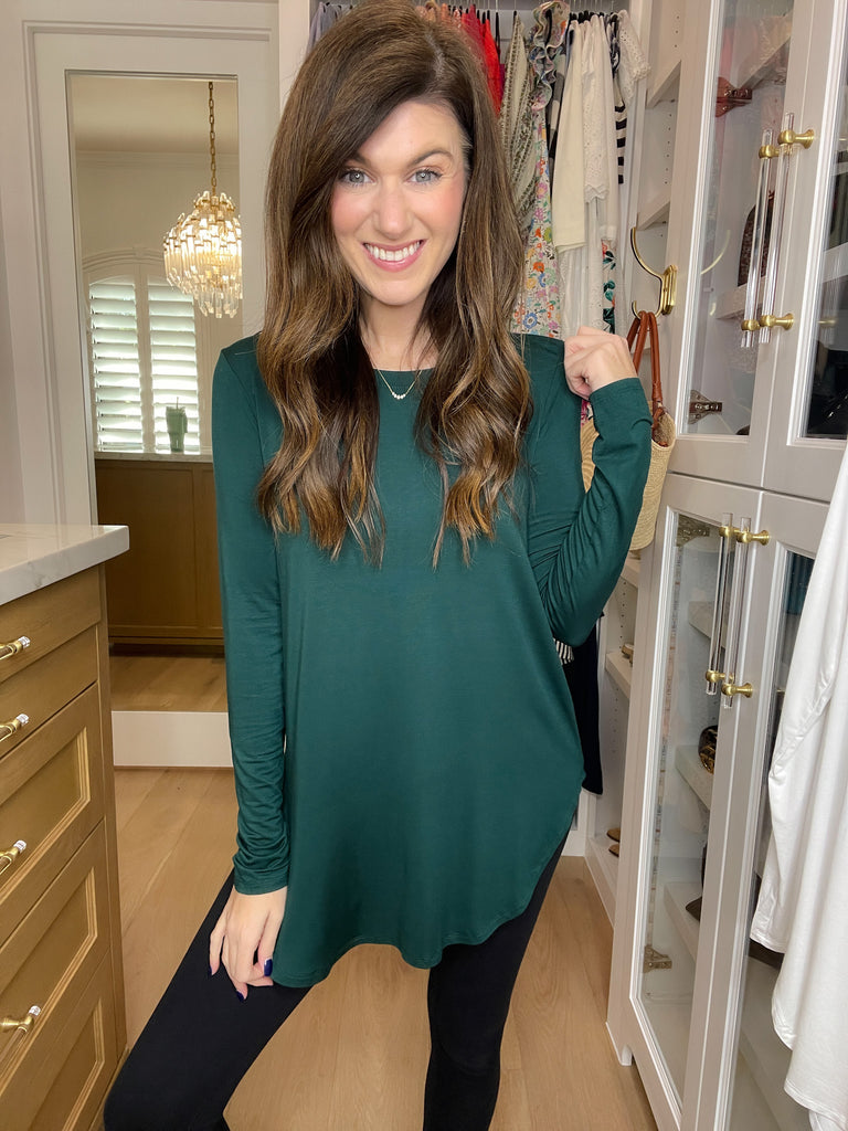 *BELLES & DOORBUSTER* Wayside Long Sleeve Top in Hunter and White *Final Sale*