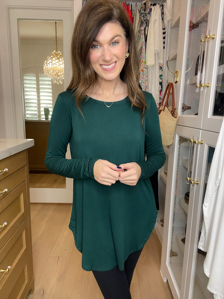 *BELLES & DOORBUSTER* Wayside Long Sleeve Top in Hunter and White *Final Sale*