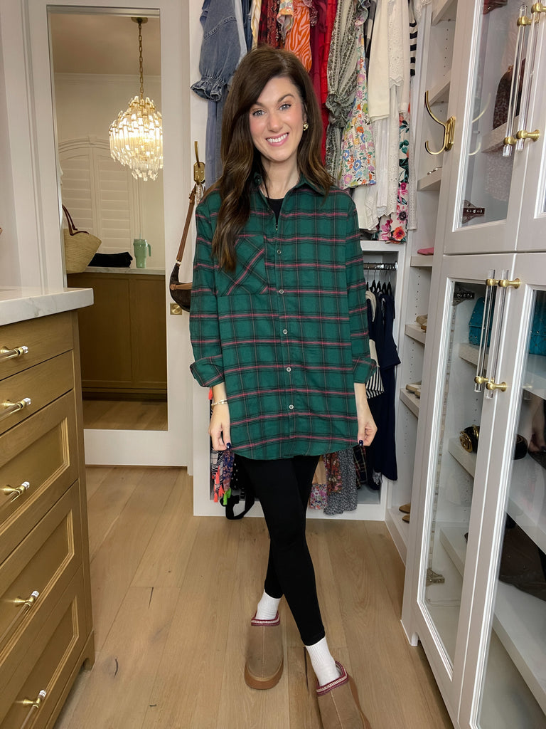 Coffee Run Plaid Button Down in Hunter