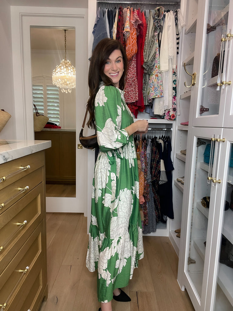 Believe Your Eyes Floral Midi Dress in Green