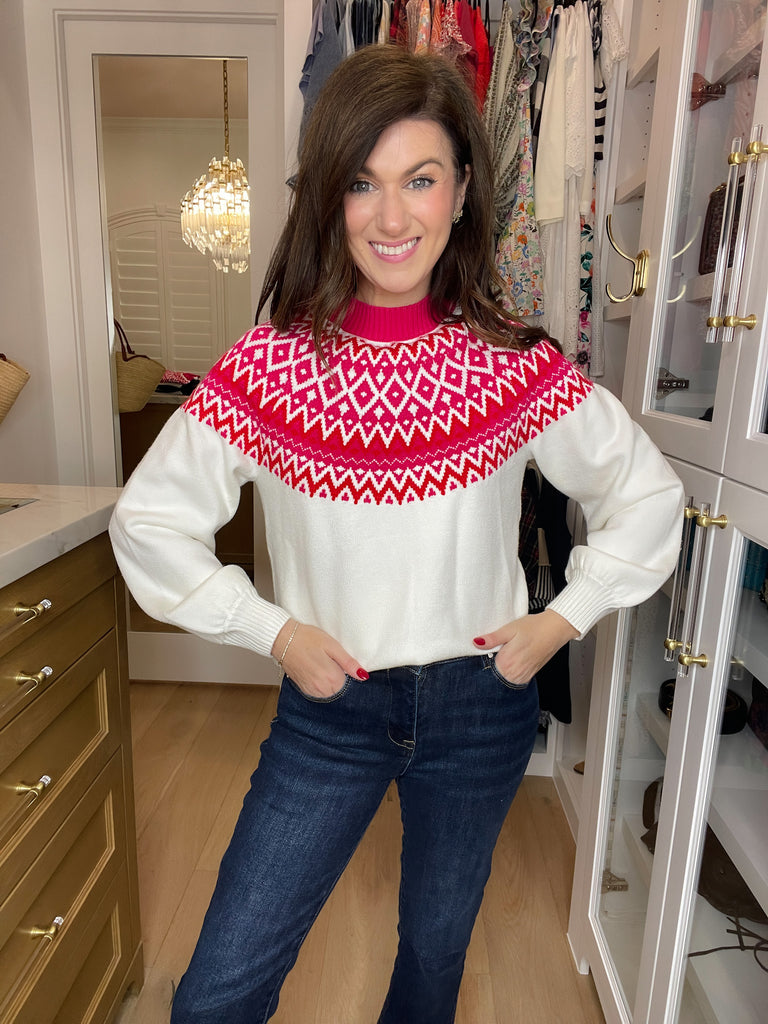 Sugarlips Honey Baby Fair Isle Mock Neck Sweater