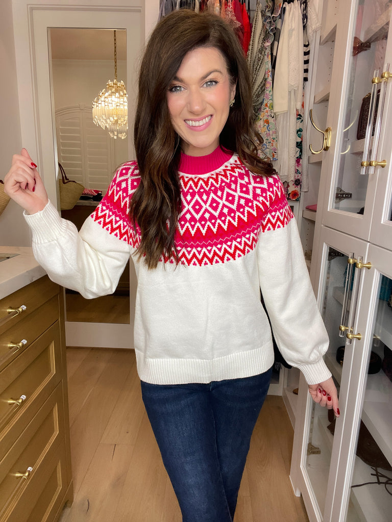 Sugarlips Honey Baby Fair Isle Mock Neck Sweater