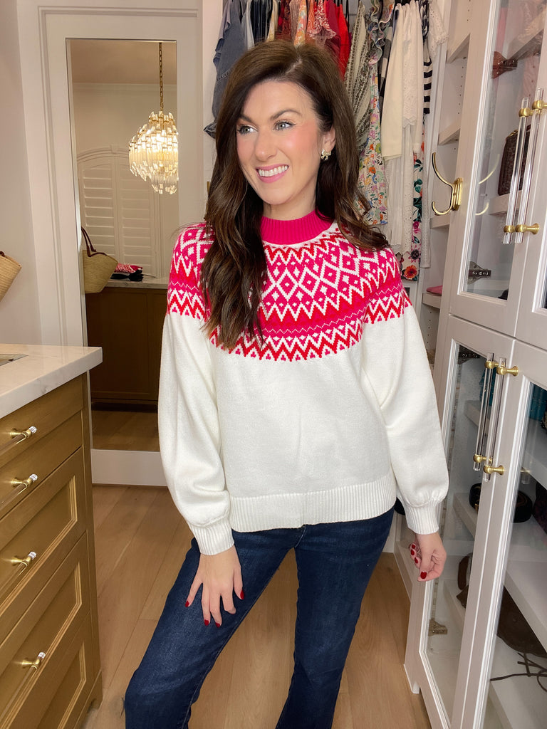 Sugarlips Honey Baby Fair Isle Mock Neck Sweater