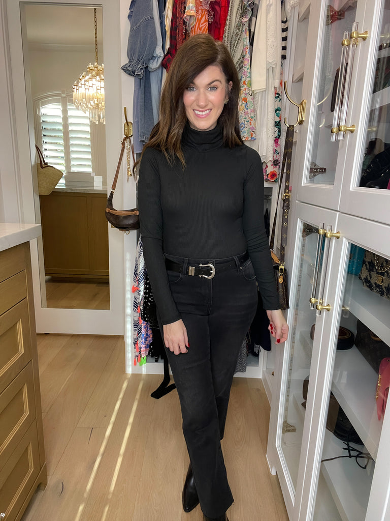 Base Layer Black Ribbed Bodysuit