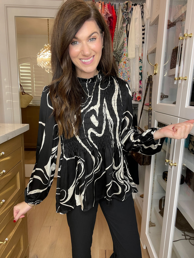 Classic Contrast Smocked Top