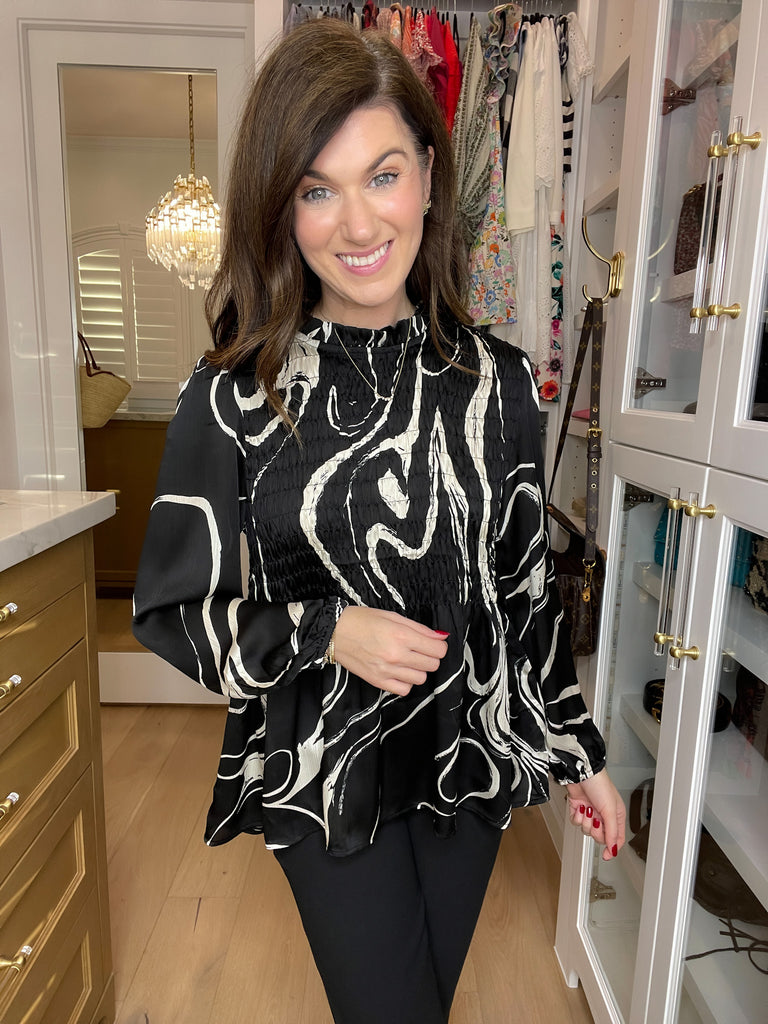 Classic Contrast Smocked Top