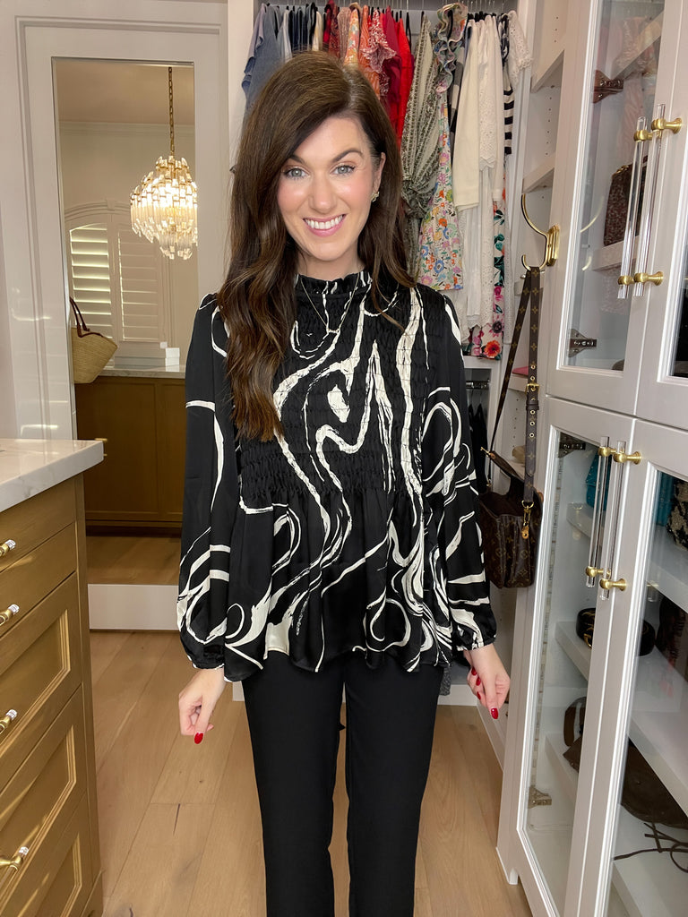 Classic Contrast Smocked Top