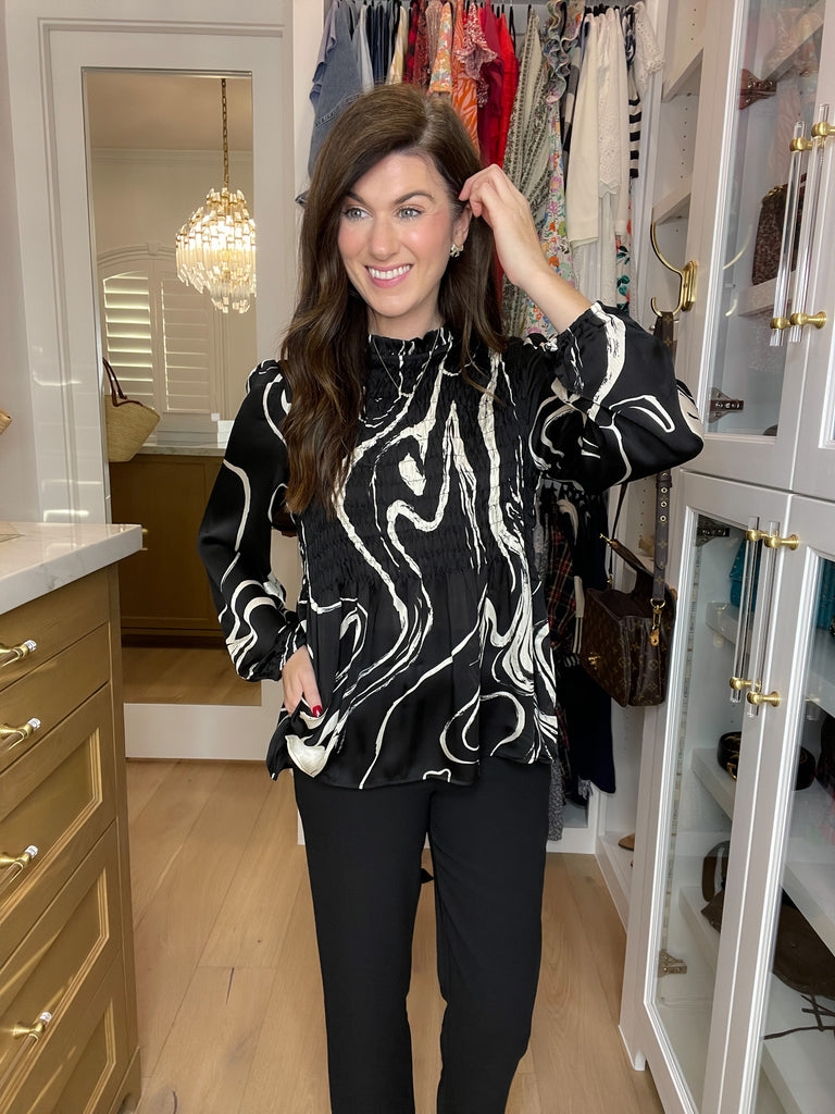 Classic Contrast Smocked Top