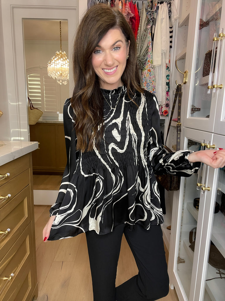 Classic Contrast Smocked Top