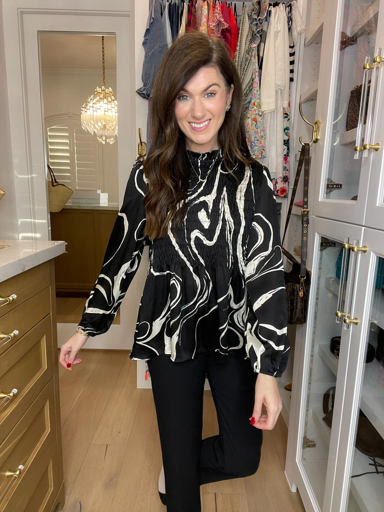 Classic Contrast Smocked Top