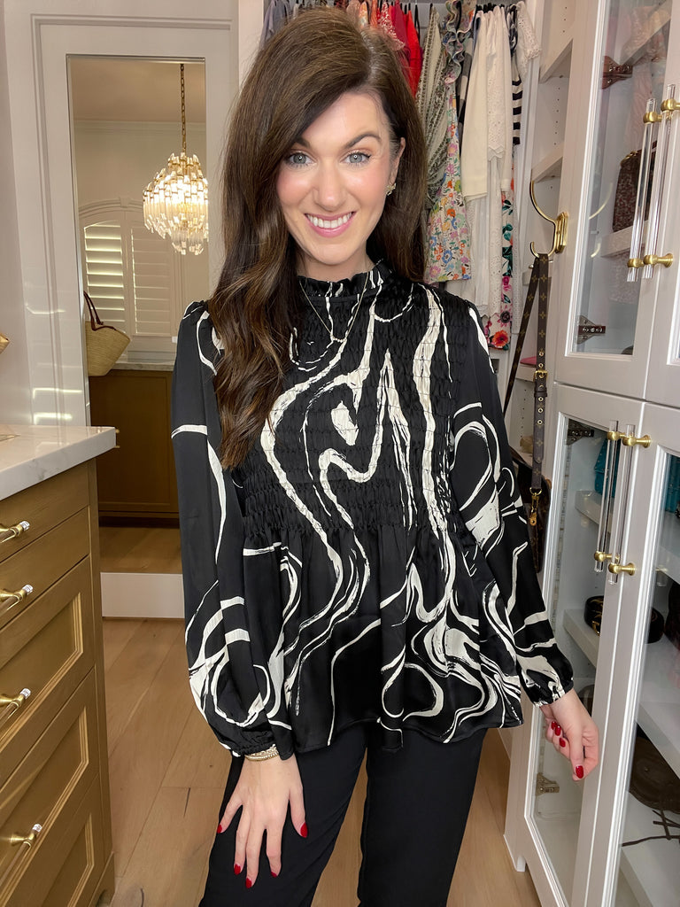 Classic Contrast Smocked Top