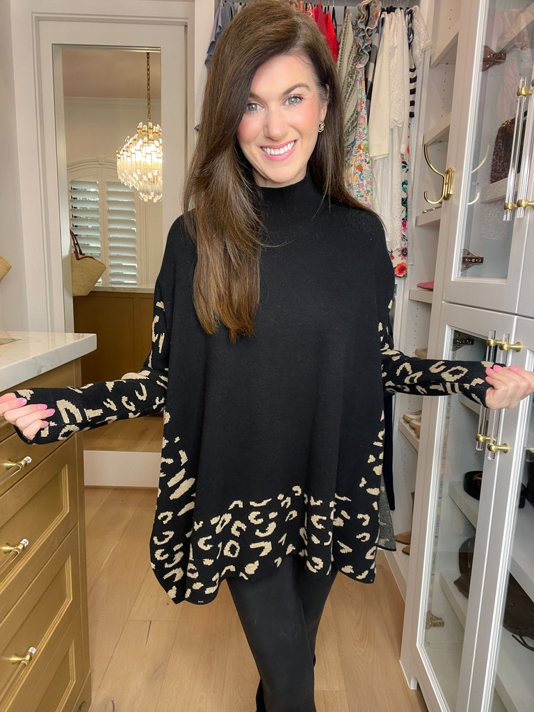 On the Way Up Leopard Mock Neck Sweater